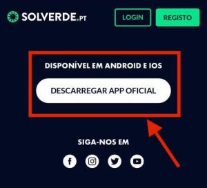 Para fazeres Download da Solverde App, desliza até ao fundo da página e clica no botão